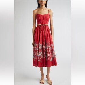 ZIMMERMANN Rhiannon Belted Corset Midi Dress